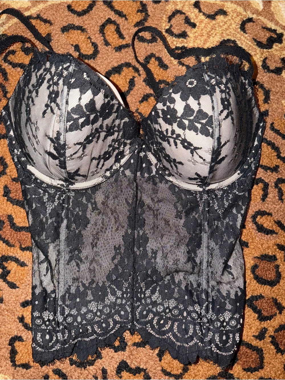 Victoria's Secret Dream Angels Floral Lace Bustier Babydoll Corset 36D